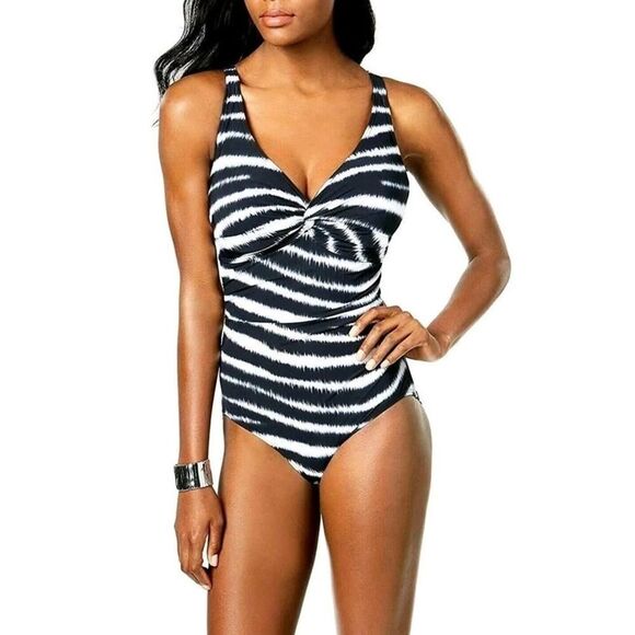 $134 Contours Coco Reef Sapphire Bra-Sized Underwire One-Piece Swimsuits 14/38 D - Picture 1 of 12